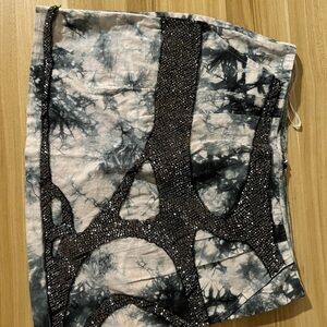 Topshop Black and White Tie-Dye Mini Skirt